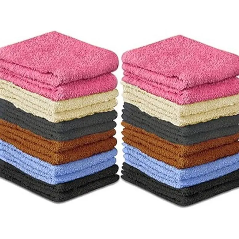 100% Cotton Unisex Flannel Wash Cloth Set - Pack of 24, Lightweight, Thin, Highly Absorbent, Soft Fingertip Towels (12x12 in), Multicolor Gift for Bathroom Use