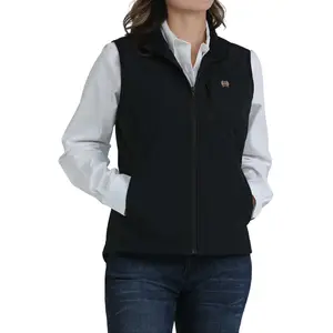 Cinch Women’s Black Bonded Vest – Softshell Wind-Resistant Western Outerwear