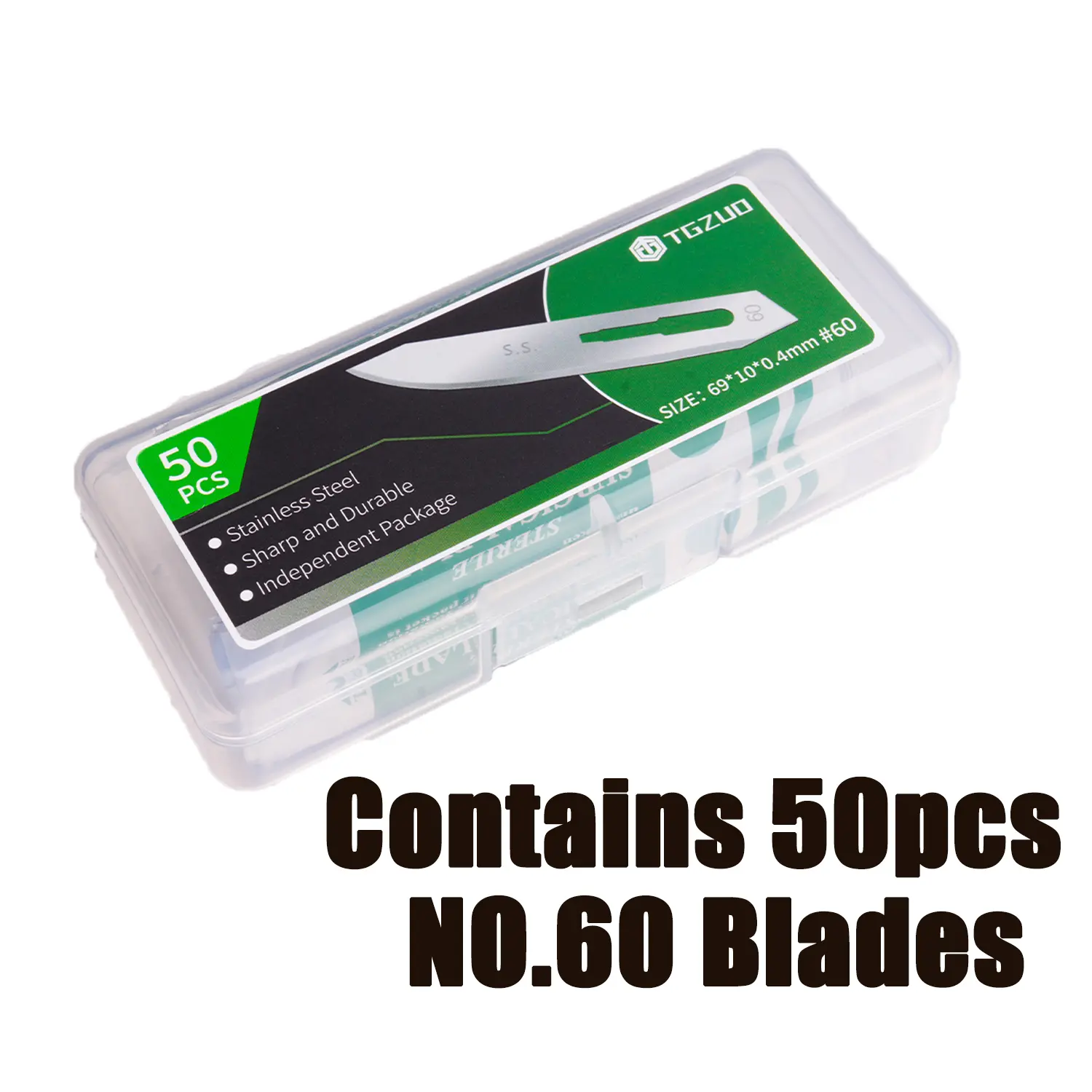 TGZUO 50pcs NO.60 Blade Set Stainless Steel Material Individually Packaged for Durability and Easy Storage