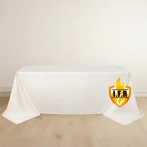 Fire Retardant 90"x132" Rectangle Scuba Polyester Tablecloth – Ivory, Wrinkle Free, Stain Resistant, Seamless Table Cover