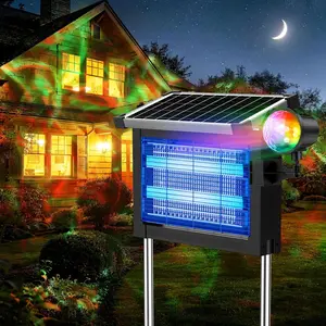 Solar Bug Zapper & Projection Light 2-in-1 Outdoor Waterproof Electric Mosquito Racket Rechargeable Mosquito Lamp Product Features: 10W solar panel 4500V wireless mosquito capture system Ideal for backyards, patios, gardens, RVs, and camping