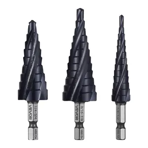 【Summervibes】VEVOR 3-Piece Step Drill Bit Set, 1/8-7/8 in, 1/4 in Hex Shank, TiAlN Coated Cobalt High-Speed Steel, for Metal, Wood, Plastic