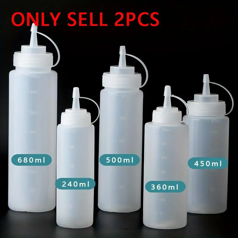 Tomato Salad Dressing Transparent Mouth Squeezing Commercial Oil Pot Seasoning Sauce Measuring Bottle Set Oil Dispenser Set Kitchenware