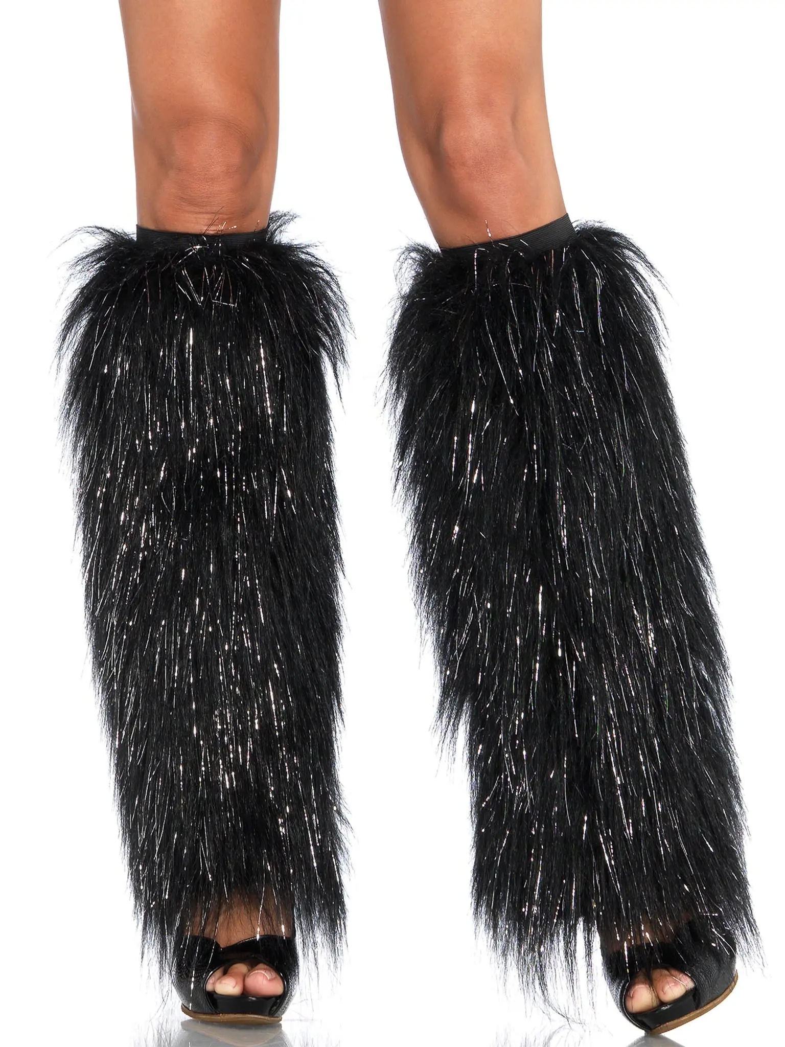 Leg Avenue Women's Kira Soft Faux Fur Leg Warmers with Stretchy Fit for Halloween & Rave Costumes, Elastic, Fabric, Furry, Accessory, Pair, Knee High, Cold Ankles, Calf High, Do Not Tumble Dry