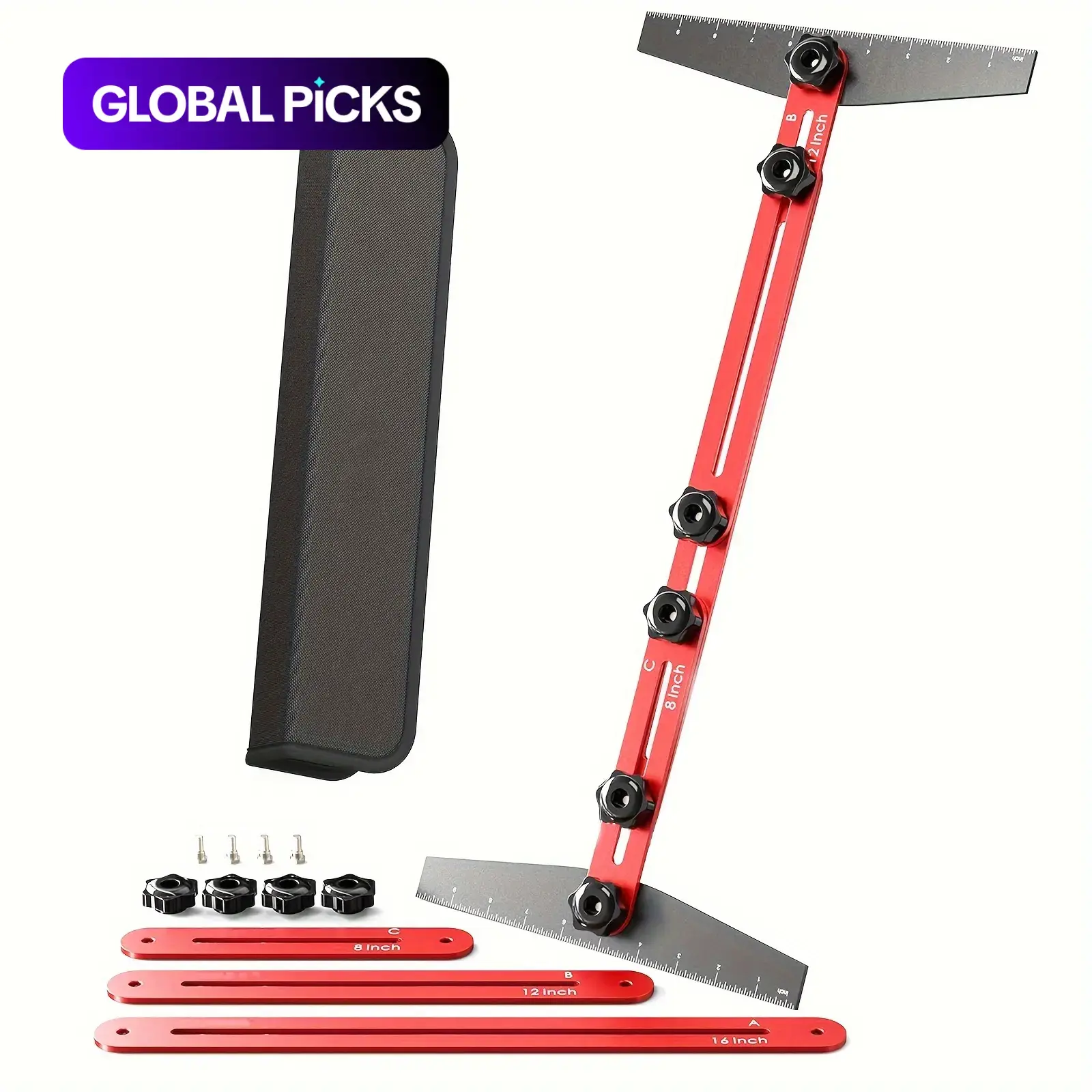 Stair Tread Template Tool Kit, Stair Tread Gauge, Shelf Layout Tool, Retractable Stair Tread Measuring Gauge with Storage Bag, measuring tools, retractable measure gauge, Measuring Instrument #GLOBAL PICKS