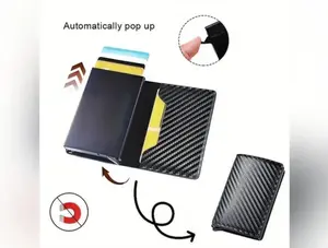 Minimalist Wallet for Men Multi-Functional Anti-RFID Blocking with 6 Card Slots Slim Profile Durable Construction Red Carbon Fiber casual style