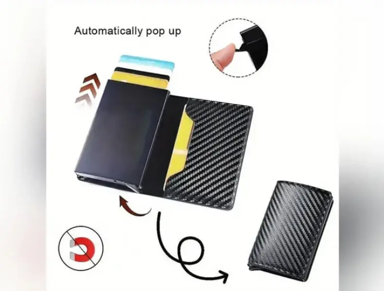 Men's Carbon Fiber Look Minimalist Wallet, Anti-RFID Blocking Multi-Functional Card Holder, 6 Card Slots, Slim Pocket Carry, Lightweight Durable Construction, Casual Men's Accessories, Anti-Theft