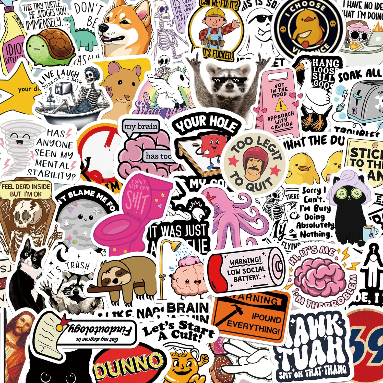 130pcs Funny Stickers for Adults,and 150Pcs blue collar building stickers  Prank Meme (Dirty) Hilarious Sticker Pack for Laptop, Hard Hat, Work, Water Bottles, Computers, Vinyl Waterproof Decals (130)