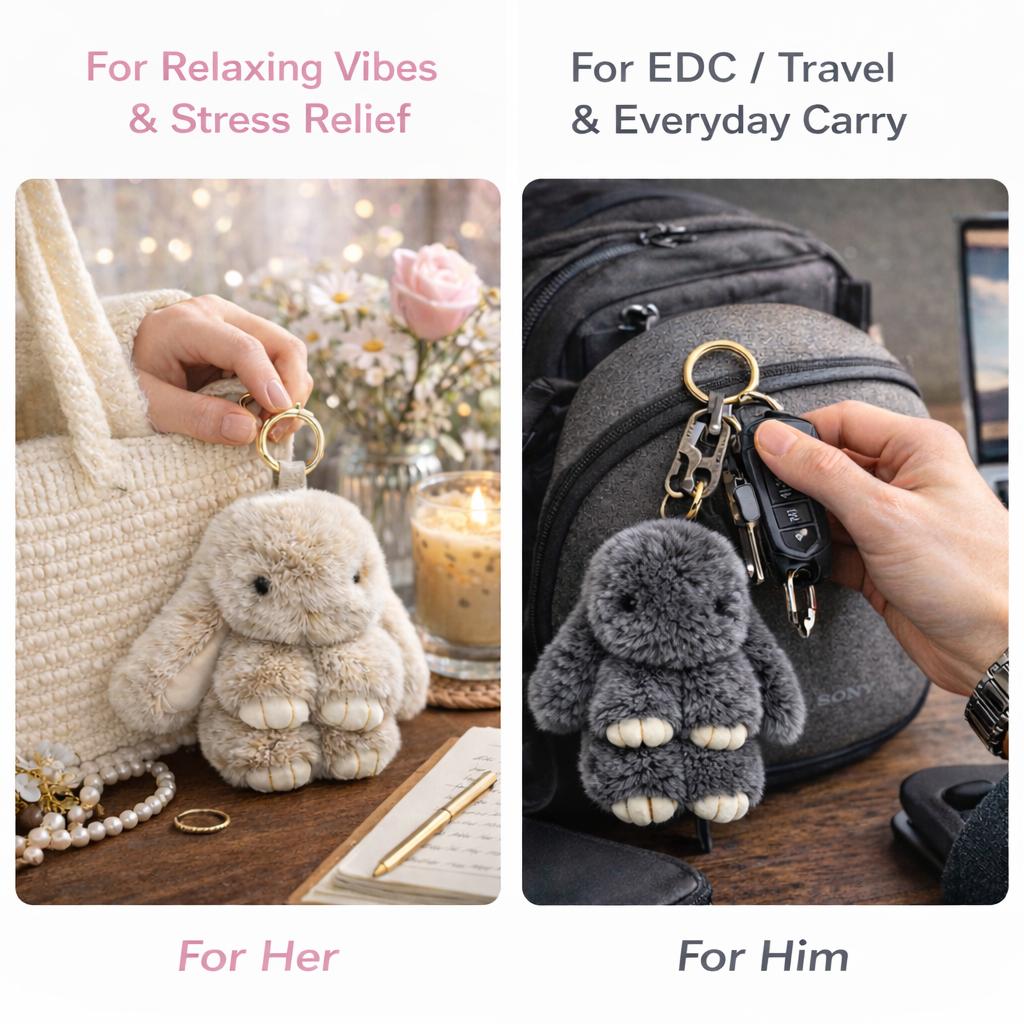 【BunnyLulu】Summervibes Handmade Bunny PomPom Keychain with Tin Box – Cute Bag & Backpack Charm, Fun Gift for Friends or Loved Ones