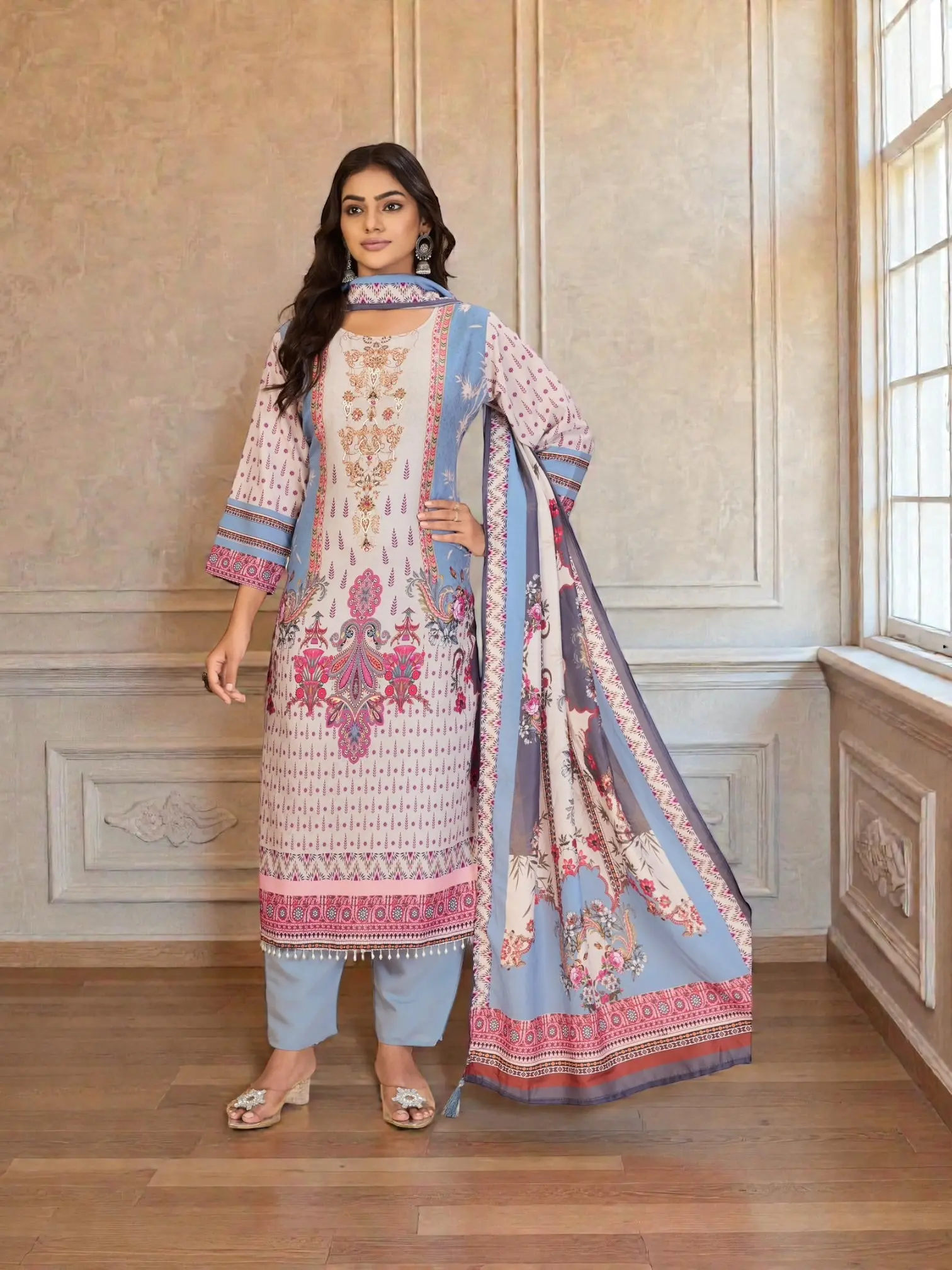 Masleen Digital Printed Traditional Salwar Kameez, Cultural Wear for Women