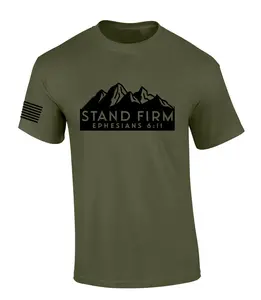 Mens Christian Shirt Stand Firm Ephesians 6:11 Scripture American Flag Sleeve T-shirt Graphic Tee