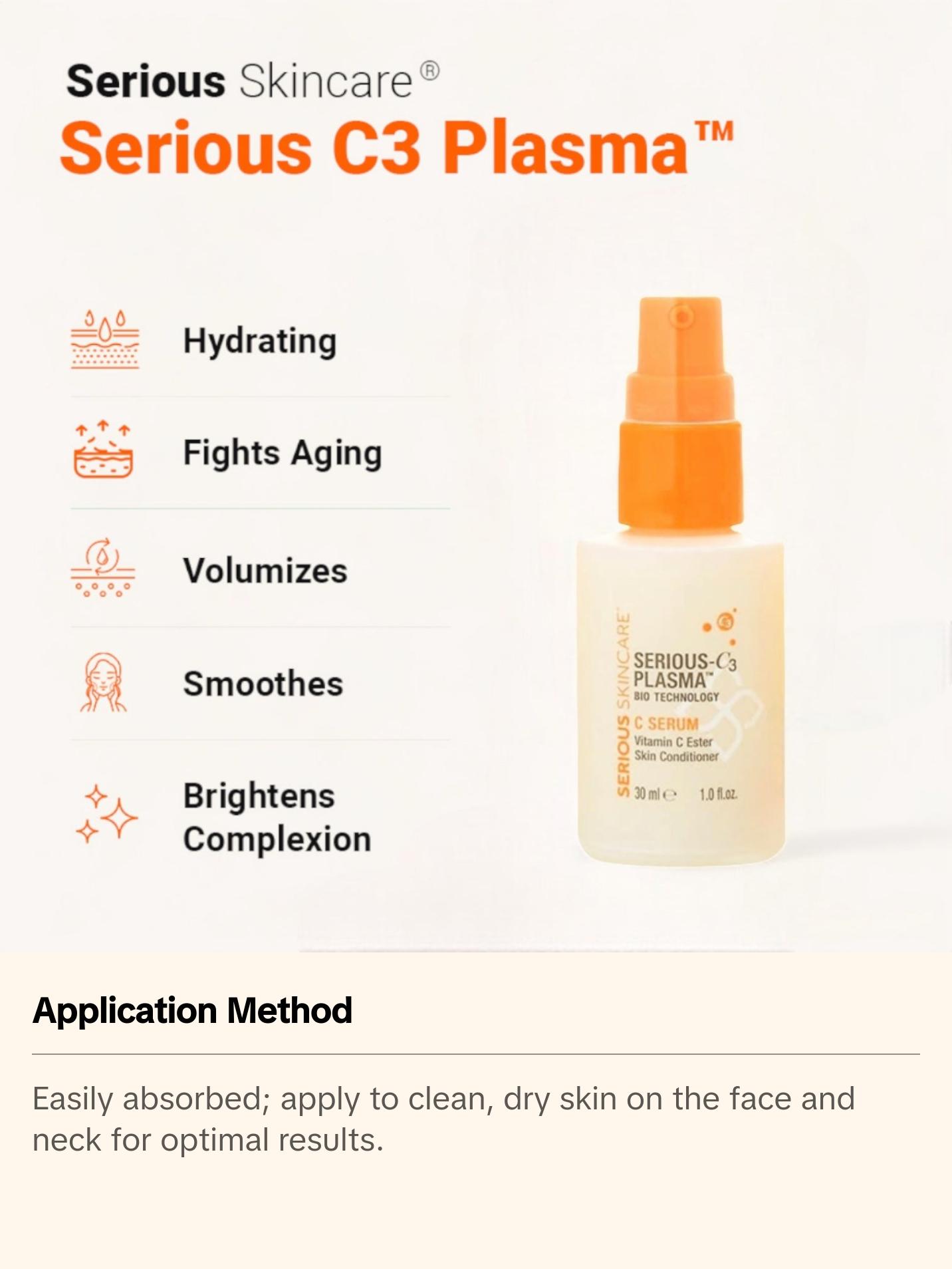 Serious Skincare C3 Vitamin C Serum – Anti-Aging, Hydrating, Brightening Face Treatment | 1 fl oz Advanced Peptides Restore Firm Lines Reduce Wrinkles