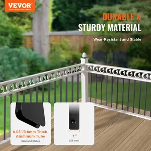 【FathersDayGift】VEVOR Staircase Metal Balusters,  , 29.5'' x 1'' Flat Aluminum Alloy Decorative Banister Spindles, 51 Pack Deck Baluster with Screws, Classic Hollow Deck Railing Satin Black Powder Coated for Porch