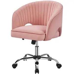 Costoffs Adjustable Swivel Velvet Desk Chair with Tufted Barrel Back & Rolling Wheels, for Home Office, Chair Vanity & Bedroom