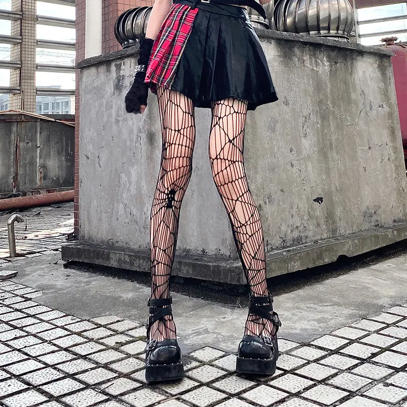 Halloween fishnet stockings, women's black stockings, dark Halloween fishnet stockings, skull tights black stockings, Halloween party decorations