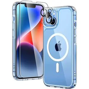 Entronix Case Magnetic Clear Case for iPhone 13 Mini - Shockproof Protective Case with 1 Tempered and Camera Lens, Protects Against Scratches