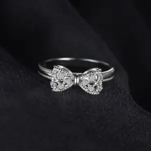 Sterling silver promise ring set with cubic zirconia, suitable as a gift for girls or couples, perfect for daily wear Valentine’s Day Gift.