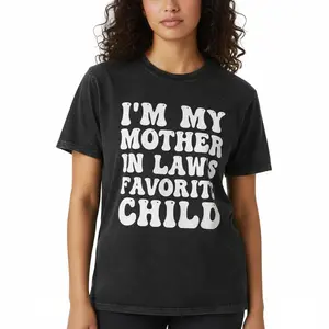 Cotton T-shirts I'm My Mother In Law's Favorite Child Funny Parent Men Women T-Shirt Shortsleeve Crewneck Casual Wear Comfortable Round Neck Design - Everyday Womenswear Bear  gift springglowup,summervibes