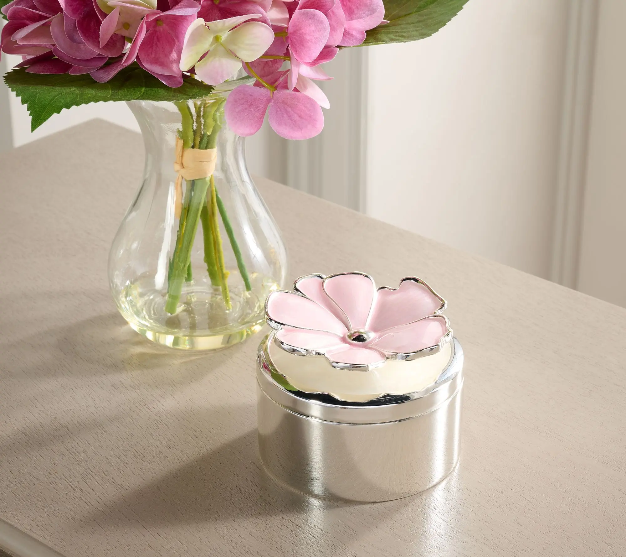 Round Trinket Box with Flower by Valerie