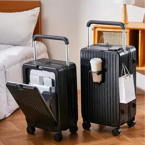 Wide Handle Premium Suitcase 20" - Front Laptop Compartment + USB Charging Port. Lightweight Luggage with TSA Lock, Silent Spinner Wheels & Easy Carry. Ideal for Business Trips, Getaways & International Travel – Trendy 2026 Travel Bag!