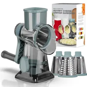 3-in-1 Rotary Cheese Grater & Manual Veg Slicer | Nut Grinder Kitchen Essential Tool
