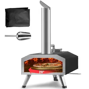 VEVOR Multi-fuel Outdoor Pizza Oven, Wood Fired & Gas Pizza Maker with Rotating Pizza Stone, Propane Pellet Dual Fuel Pizza Grill for Backyard, Portable Pizza Ovens for Outside, CSF Certified
