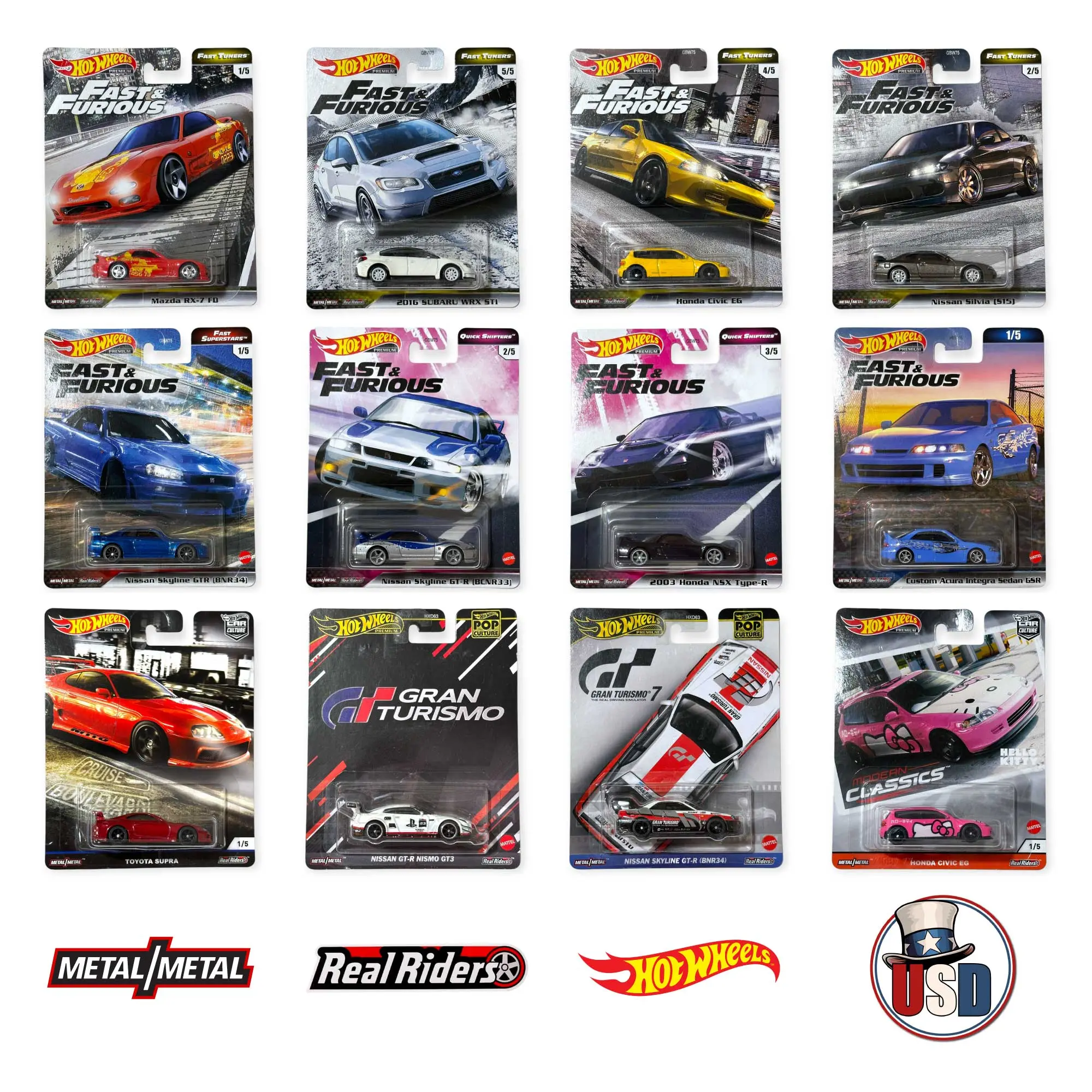 Hot Wheels Premium Collectors Edition 1:64 Scale Metal Diecast Car Model with Protector, Display-Ready Graphics - Boulevard, Car Culture, Fast & Furious Series