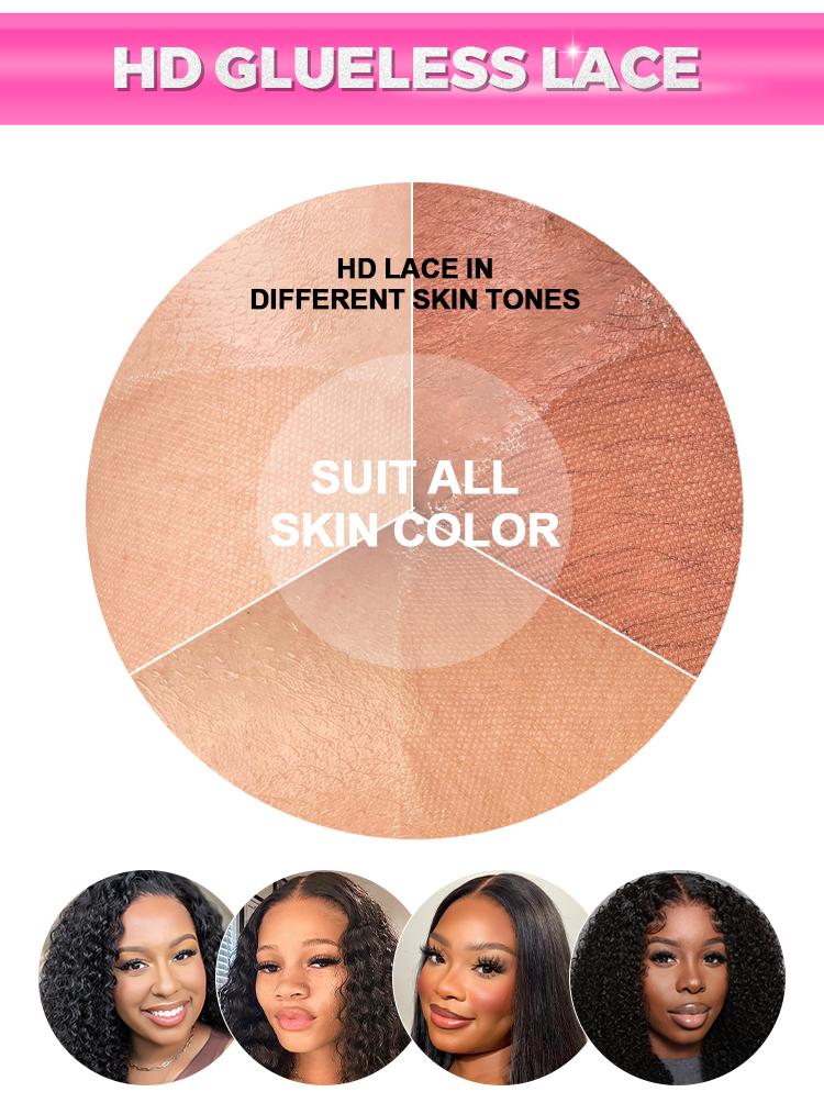 CurlyMe Wear Go Glueless Kinky Curly Human Hair Pre-cut 7x5 HD Lace Pre-bleached Hair Lace Front Wigs Pre Plucked #Summervibes