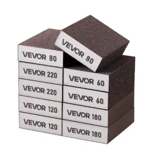 【fathersdaygift】VEVOR Sanding Sponge, 10 Pcs, 60/80/120/180/220 Grit Assortment(2 Each), Washable and Reusable Sanding Blocks for Dry & Wet Use, Coarse to Fine Sandpaper Blocks, for Drywall Wood Metal Furniture
