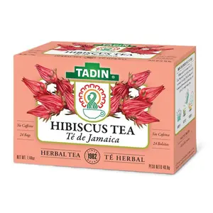 TADIN Jamaica Hibiscus Tea - Caffeine-Free, Fruity Flavor Honey Beverage, 24-Count Boxes (Pack of 6)