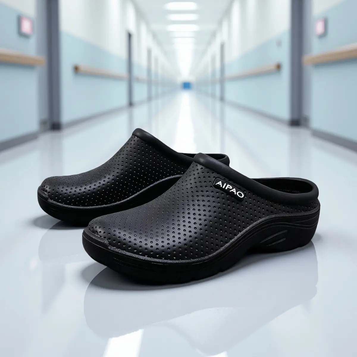 Women's Nurse Work Shoes - Lightweight Cushioned EVA Clogs, Non-Slip Waterproof Clinical Work Shoes for Hospital & Healthcare Shifts, Clinical Shoes, Lightweight Cushioned Clogs Black Footwear