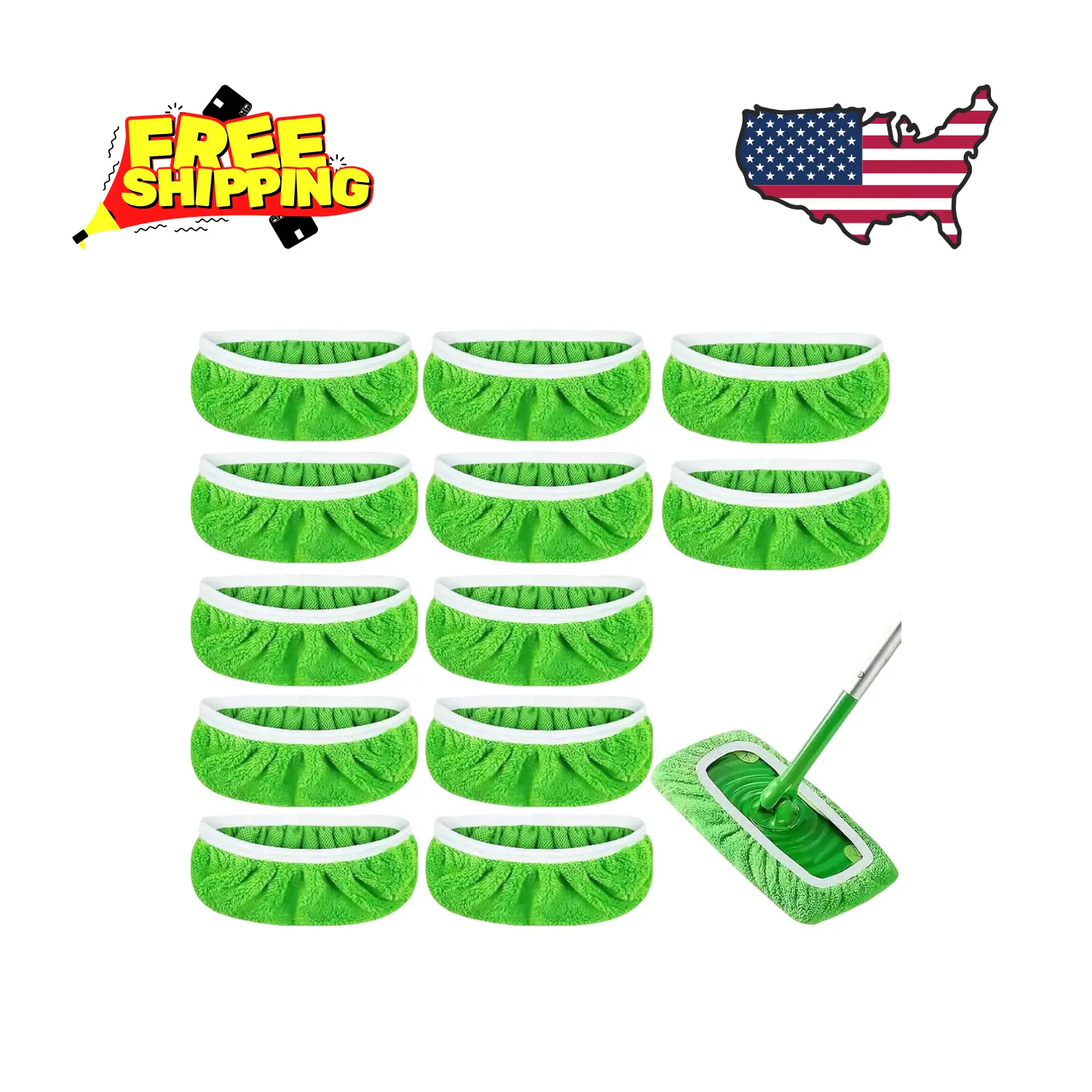 12-Pack Reusable Coral Fleece Mop Pads Washable