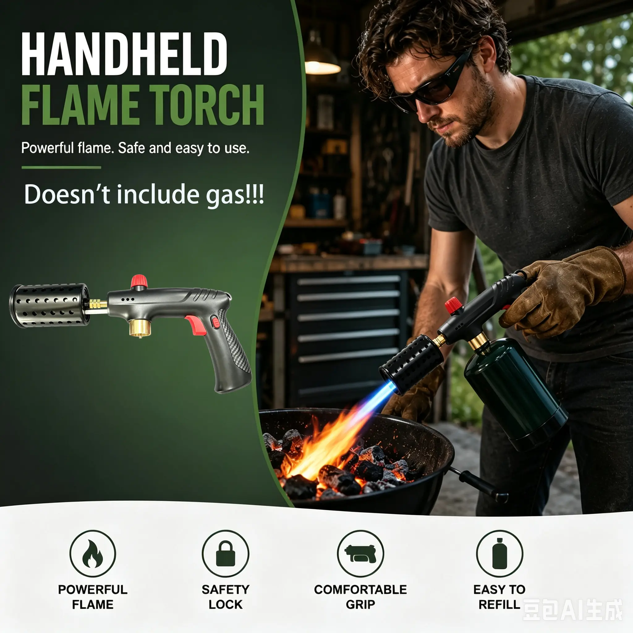 Mini Handheld Culinary Butane Torch | Food Grade Adjustable Flame Blow Torch for Creme Brulee Baking Desserts Searing Meat | Portable Craft Torch for Jewelry Soldering Candle Resin Art | Fits School Bag Car Storage, Not Pocket Size(Doesn't include gas)