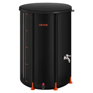 VEVOR Collapsible Rain Barrel,  , 100 Gallon Portable Rain Water Collection Barrel, 1000D PVC Rainwater Collection System, Garden Water Catcher Tank Storage Container with Spigot & Overflow Kit, Black