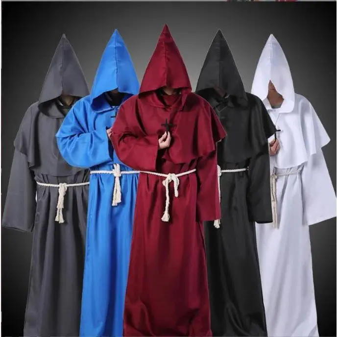 Halloween Cosplay Medieval Monk Robe Priest Witch Stage Costume Ancient Chinese Style Cultural Relics Preservation Costumes