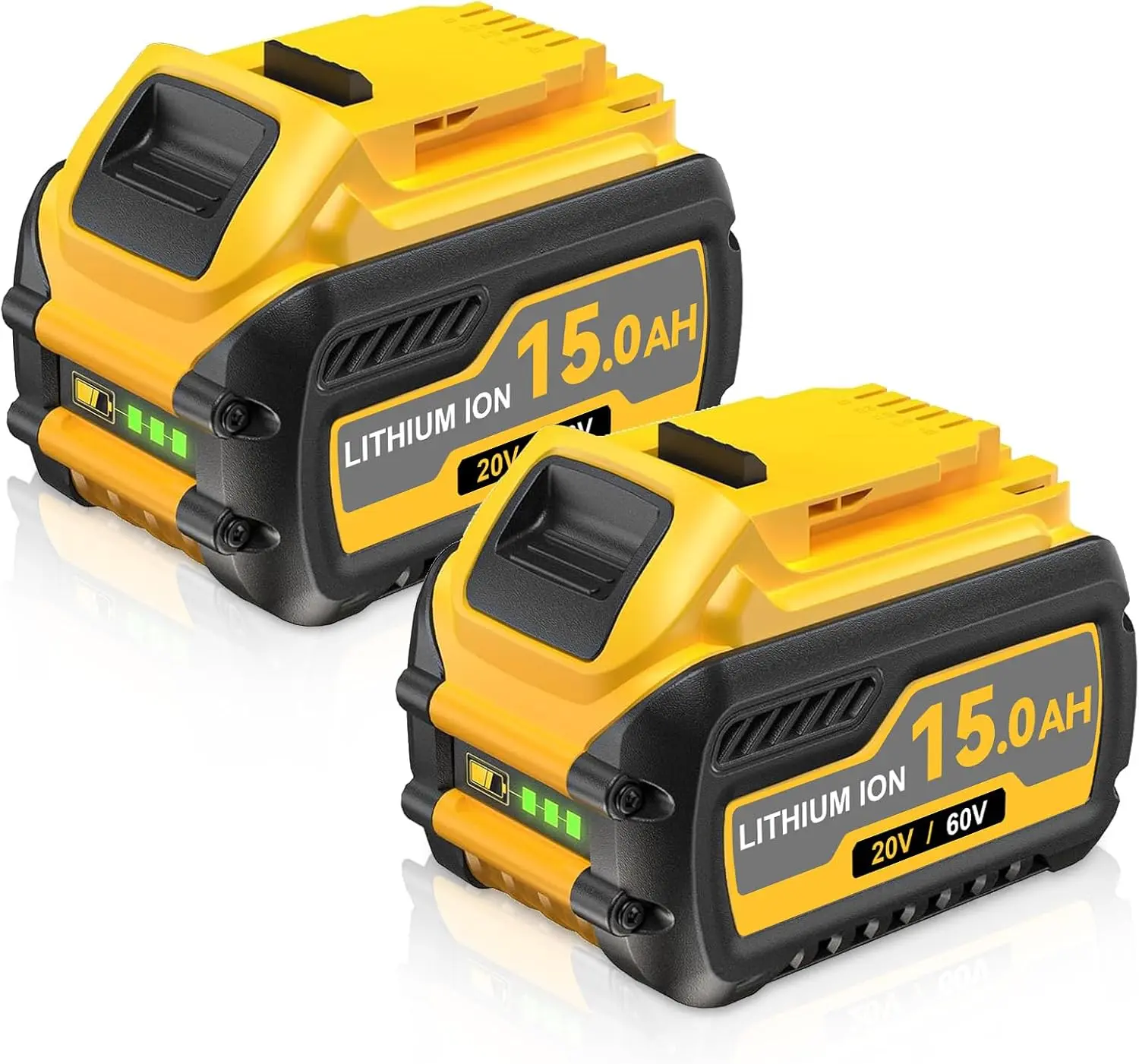 2-Pack Durable Lithium High Output Cordless Drill Batteries - 15000mAh/5000mAh, 20V/60V Replacement for Dewalt 60V Max DCB606 DCB609 DCB612, Compatible with Dewalt 20V/60V Max Cordless Power Tools, Cordless Drill Battery, Durable Lithium Battery