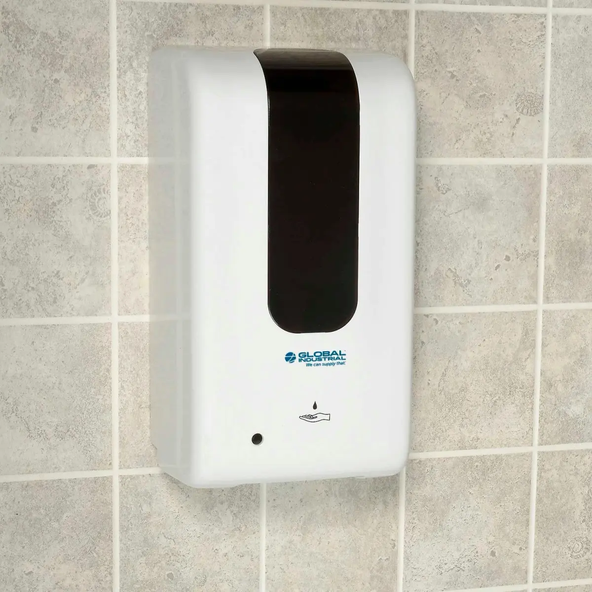 Global Industrial 695750 Automatic Hands-Free Sensor Soap & Hand Sanitizer Dispenser - 1200 ml ABS Plastic, External On/Off Switch, White, Batteries, Hospitals Use, 4-1/4 in Depth, 11 in Height, Depth: 4-1/4 In