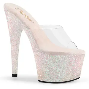 Pleaser Adore-701HMG Women's Platform Sandal - Glitter Finish