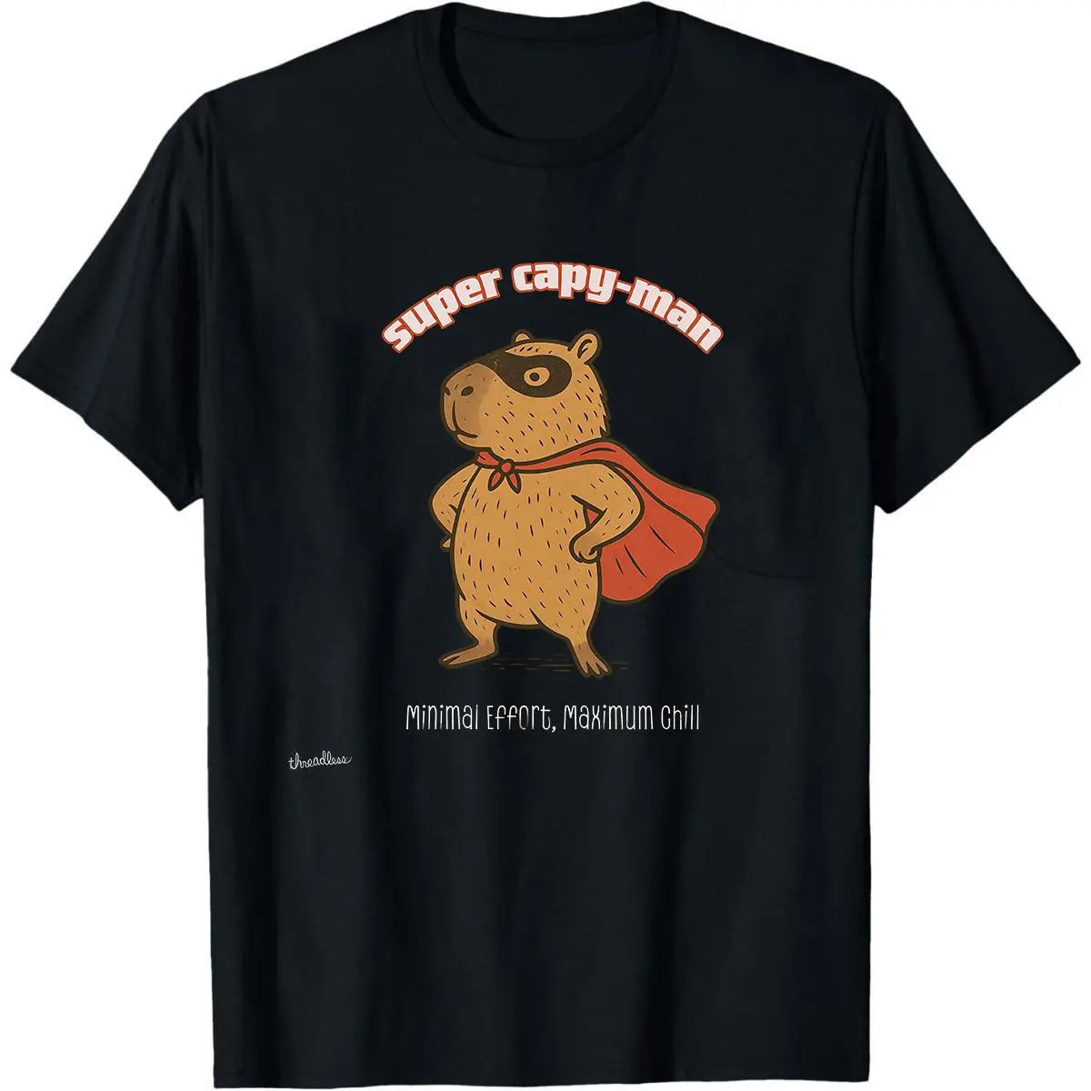 Super Capy-Man Graphic Tee, Classic Fit Funny Capybara Superhero Shirt for Pet Lovers, Unisex Short Sleeve with Smooth Seamless Cotton Fabric