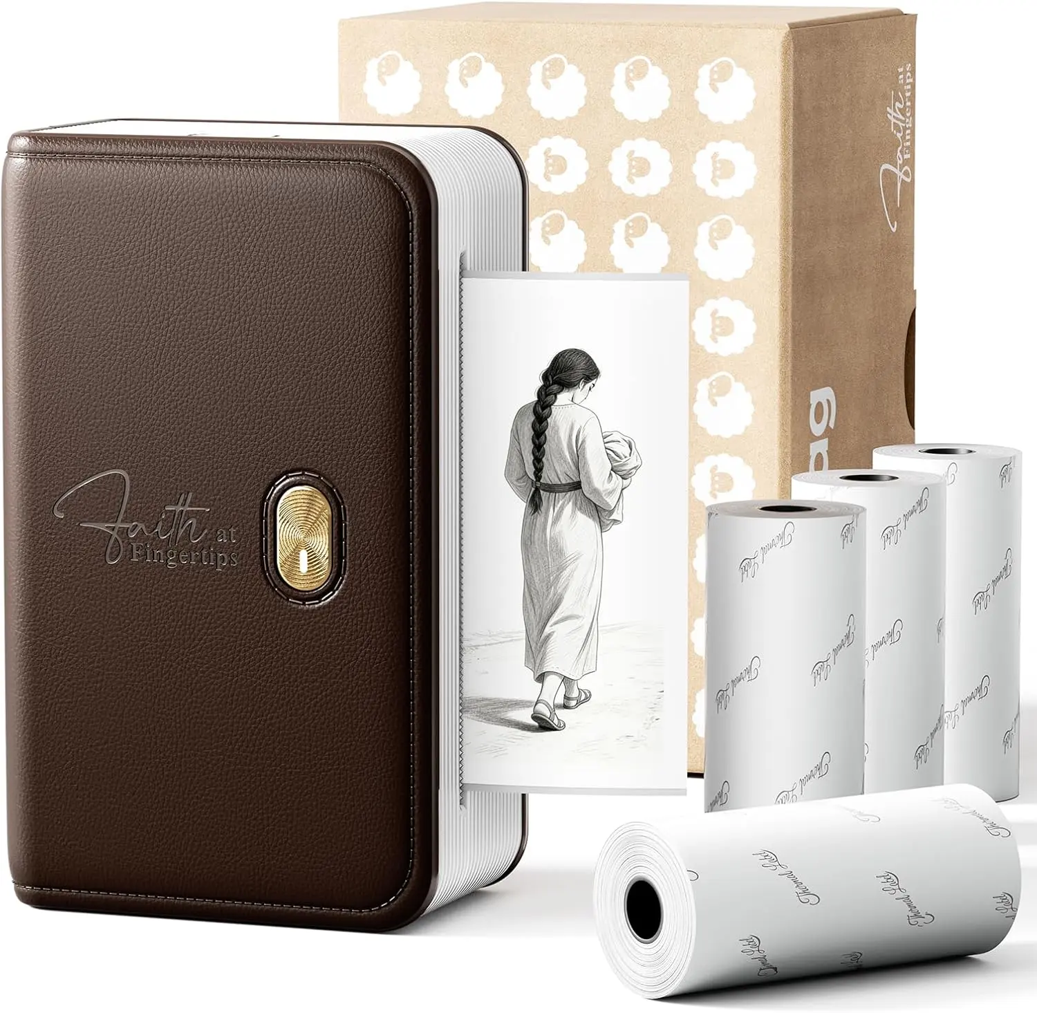 【First Sunday】FaithTag FP31 Bible Printer Set, 3-Inch Wide Scripture Portable Bluetooth Printer, Create Custom Verse Prints with Notes, Icons & Decorative Borders, Inkless & Lightweight, Ideal for Bible Journaling, Devotion & Faith Gifts