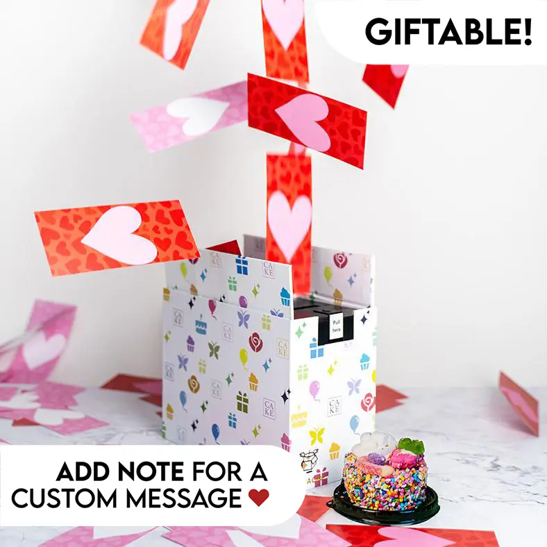 Roses and Charms Love Shower Bundle by Send A Cake - A heartfelt birthday, anniversary gift, or a just because gift set - Includes a delicious cake and a flutter of heart confetti from a beautiful keepsake gift box!