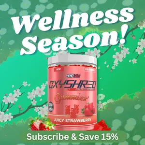 EHPlabs OxyShred Gummies  | 120ct Juicy Strawberry & Blue Raspberry Pre Workout Gummy Zero Added Sugar L Carnitine & Natural Caffeine On The Go Energy, Edible Preworkout