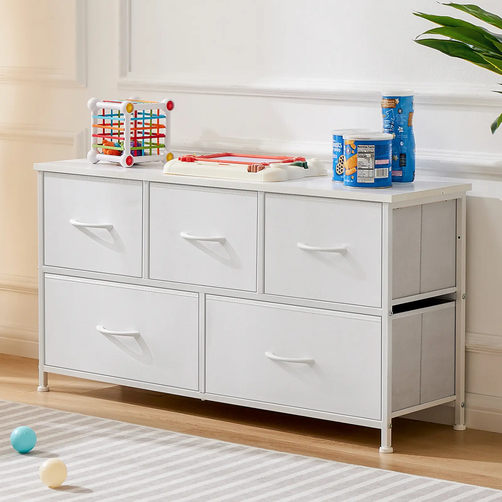 【Deal】Modern Storage Dresser - Fabric 5-Drawer Cupboard Cabinet, Drawers Organization, Closet Organization, Versatile Indoor Storage Furniture for Bedroom, Closet, Storage Organizer