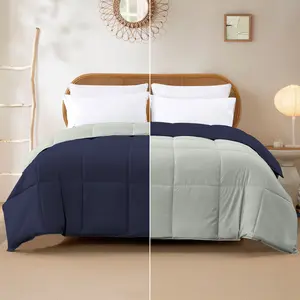 Modern Threads Reversible Down Alternative Comforter - Breathable, 100% All-Polyester, Anti-Allergic, Flat Weave - Eclipse & Silver, Twin, King Size Option