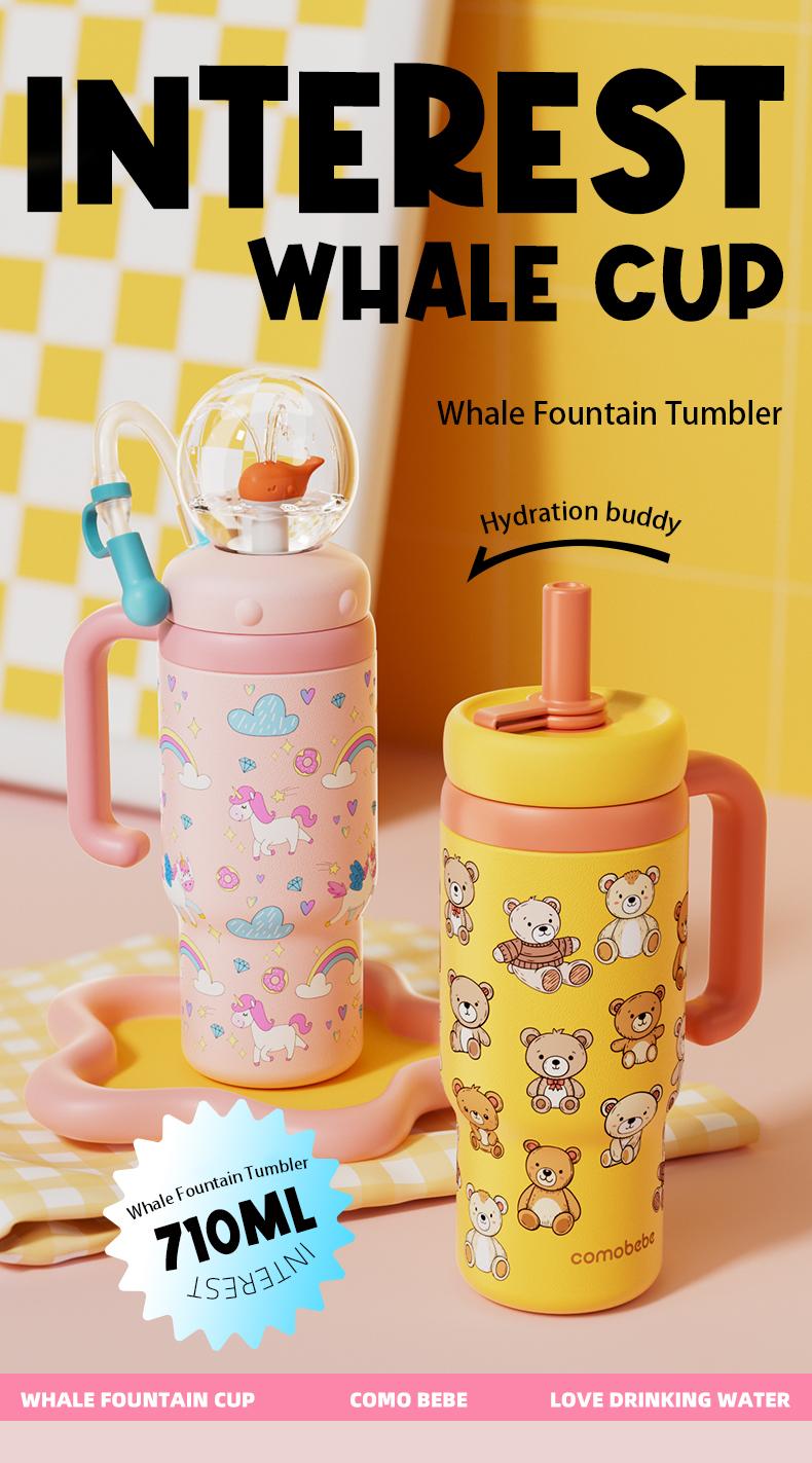【COMOBEBE】24oz Stainless Steel Whale Fountain Tumbler – Adorable Pattern Designs, Spill-Proof, Dual Lids, Dishwasher Safe, Perfect for Kids & Adults 【COMOBEBE】24oz Stainless Steel Whale Fountain Tumbler – Adorable Pattern Designs, Spill-Proof, Dual Lids, Dishwasher Safe, Perfect for Kids & Adults