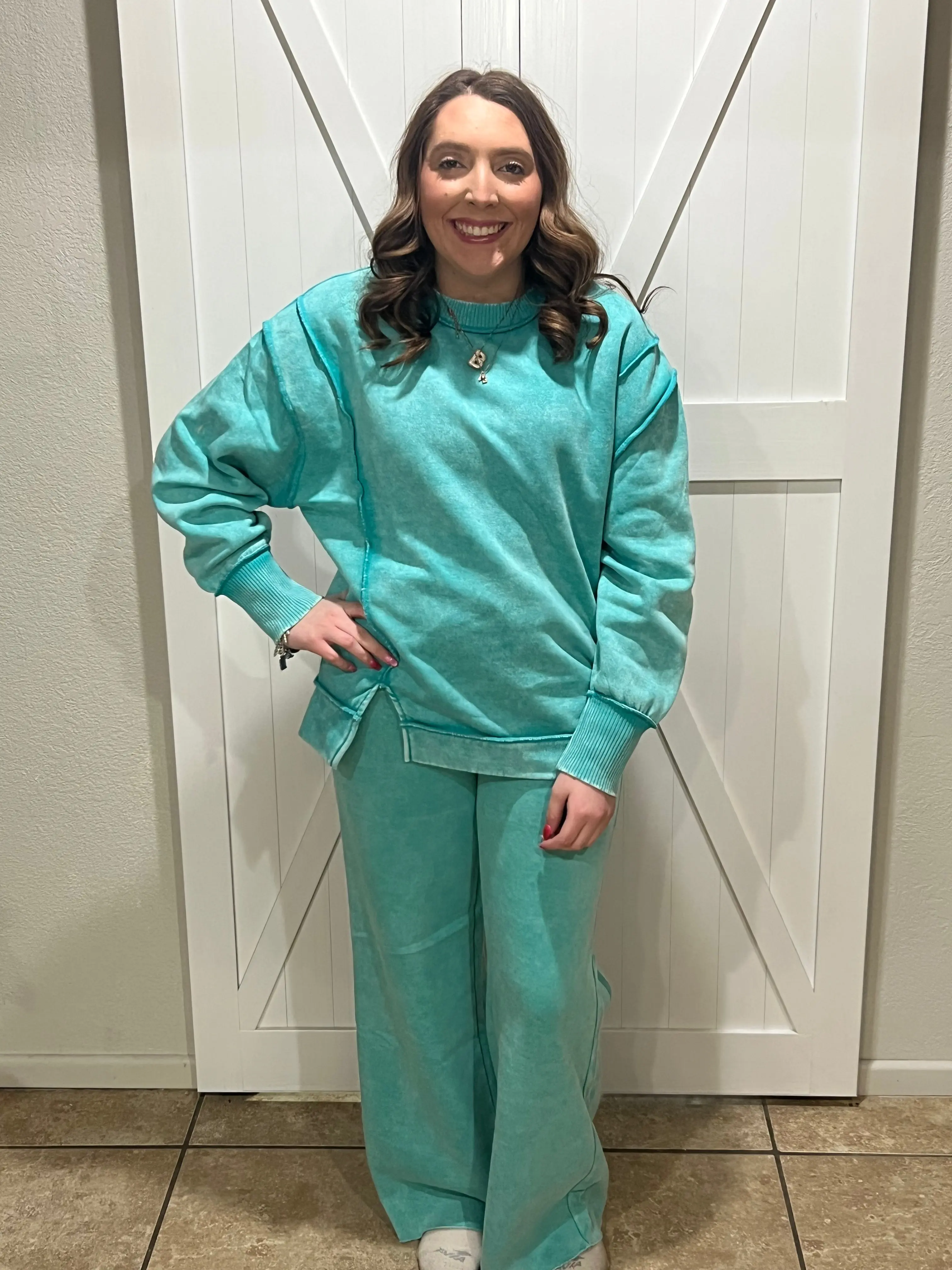 The Turquoise Acid Washed Sweatshirt