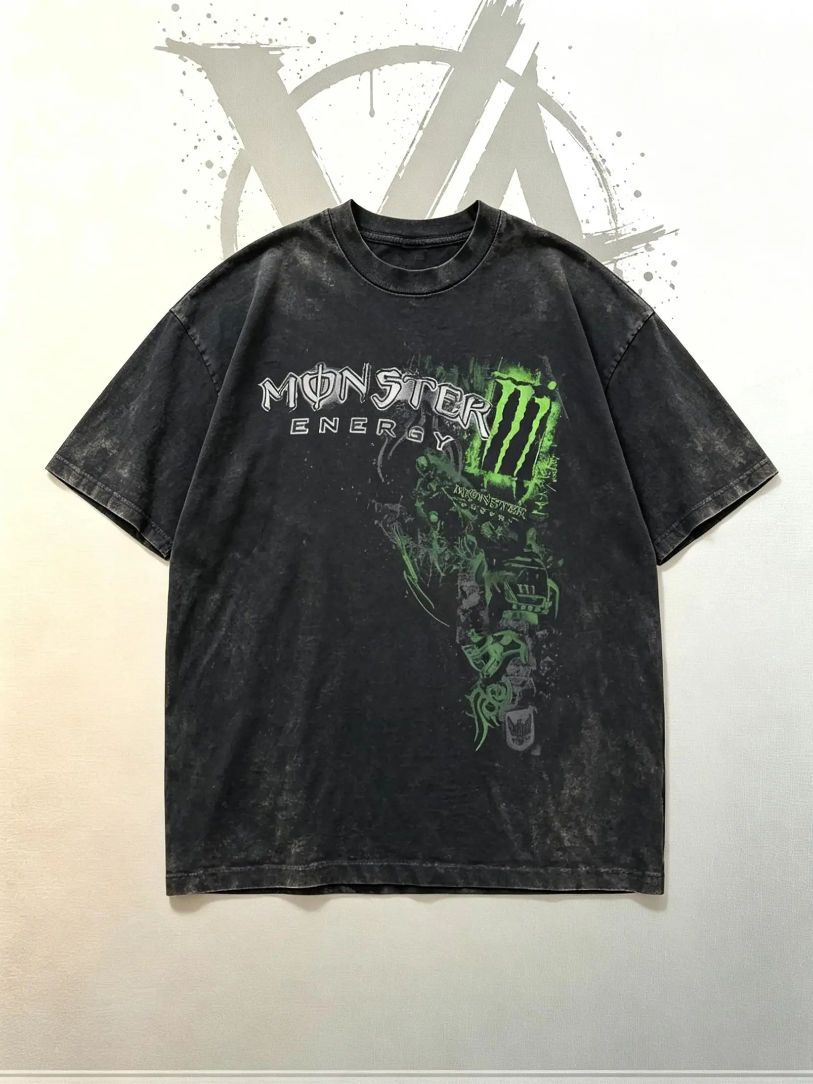 [AVT]Monster with Green Accents Graphic Tee,Monster Shirt,Grunge Gothic Tees,Aesthetic Shirt,Y2K Emo Scene Amity Affliction Style Shortsleeve,pumpkin print spice,ghost face element shirt,pocket monster vers fan,Gothic Punk skull unisex graphic sweatshirt