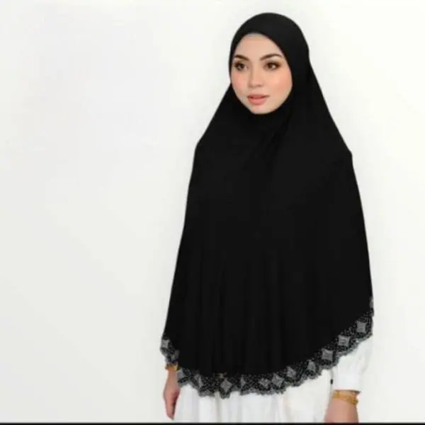 Instant Black Long Khimar Stone Hijab for Prayer and everyday use