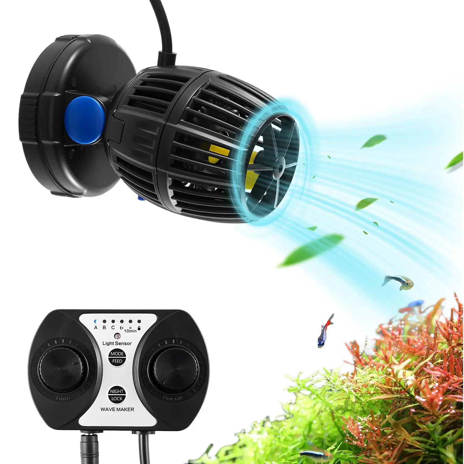 【SummerFinds】VEVOR Aquarium Wave Maker,  10W, 1057 GPH Quiet and Strong DC Powerhead, Adjustable Fish Tank Circulation Pump with Controller, Strong Magnetic Base, 360° Rotating Wavemaker, for Freshwater Saltwater
