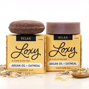RELAX: Moisturizing Shampoo Bar & Conditioner Bar for dry, frizzy or curly hair with Argan Oil & Oatmeal